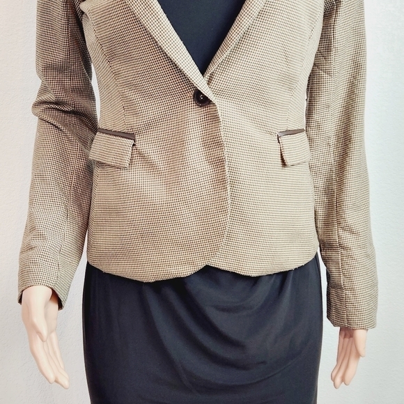 Paper Tee Small Plaid Cropped Jacket Brown Size: S - Picture 5 of 11